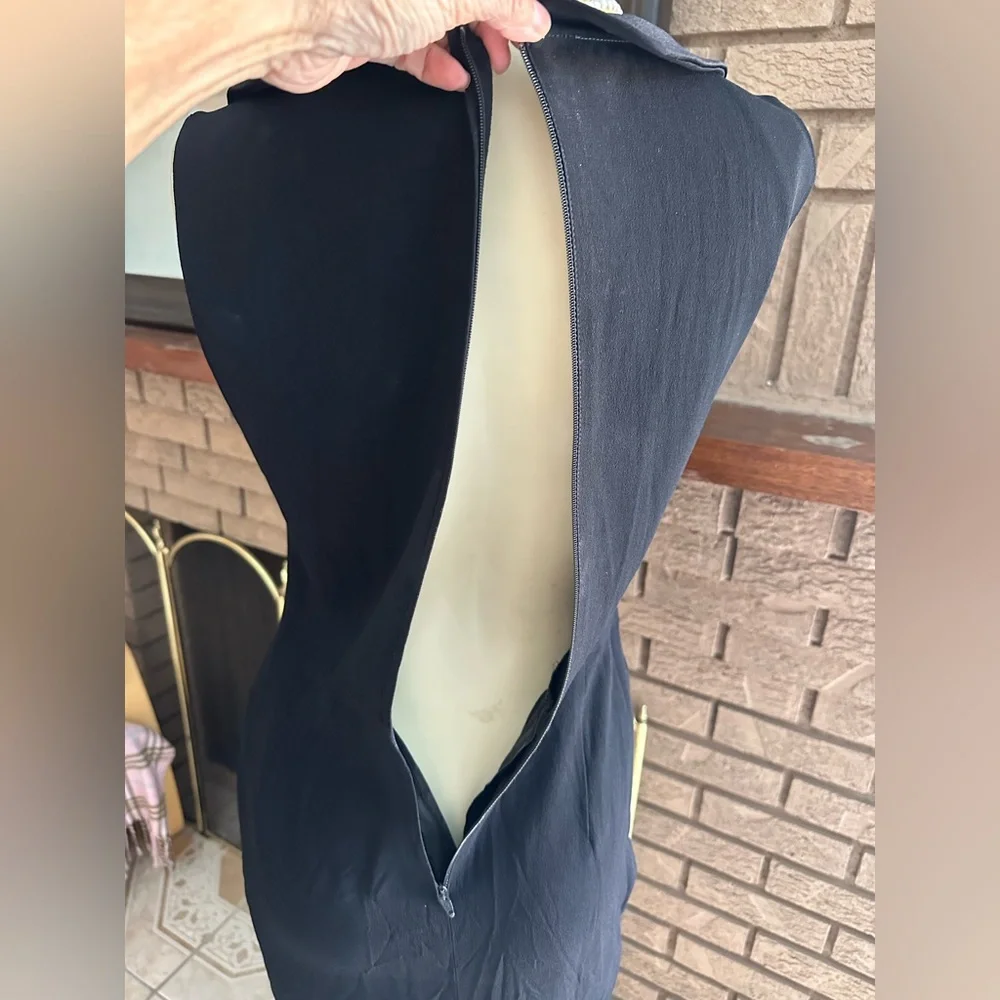 CHANEL Vintage Black Sleeveless Peter Pan Collar Mini Dress with Gold Buttons - Picture 6 of 13